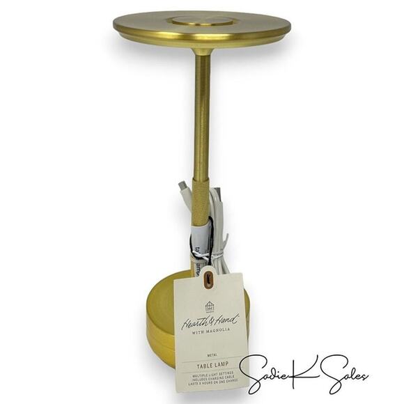 Portable Indoor/Outdoor LED Tabletop Lamp Brass - Hearth & Hand Magnolia Target - Picture 6 of 8